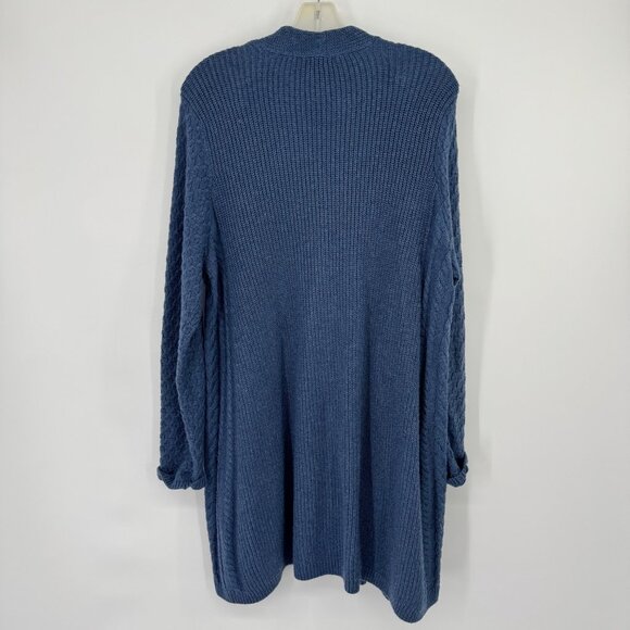 J.Jill Womens Blue Open Cable Knit Cardigan sweater size large cotton blend - Picture 8 of 12